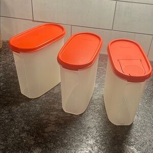 Vintage Tupperware Modular Mates #3’s Red Lid Kitchen Storage Containers